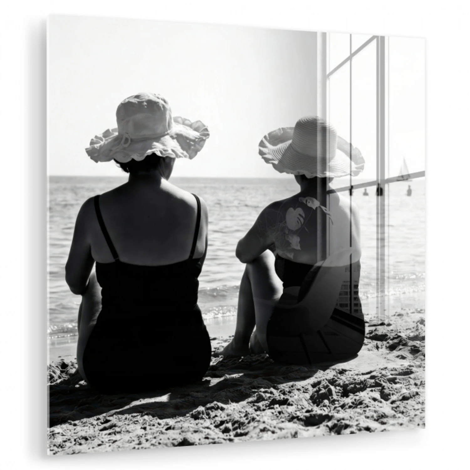 Vrouwen - Zonnehoed - Strand - Zwart - Wit plexiglas 5mm klein -zzzproduct_nieuw