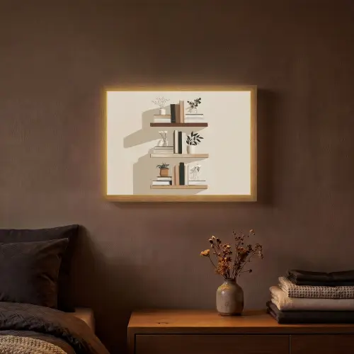 Plankjes - Boeken - Vaasjes - Planten Light Box met batterij (Wandlamp) middel -sfeer4