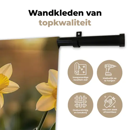 Bloemen - Geel - Wazig Wandkleed katoen klein -sfeer2