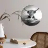 Schotse Hooglander - Spaghetti - Dieren - Zwart wit Wandcirkel behangsticker klein -sfeer3