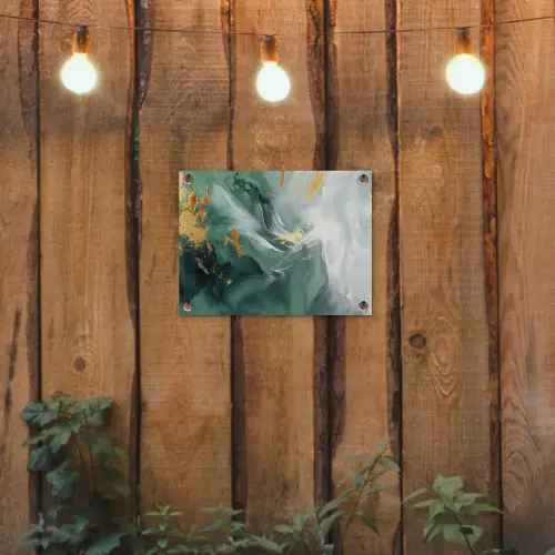 Groen - Modern - Marmer - Abstract tuinposter los doek klein -sfeer1