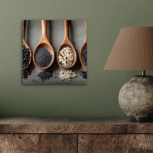 Houten - Lepels - Rijst - Zaden aluminium wit klein -sfeer2
