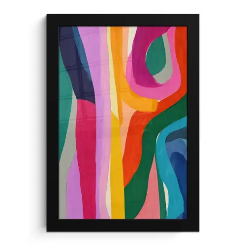 Abstract - Kleurrijk - Golven - Lijnen fotolijst zwart zonder passe partout klein -3d