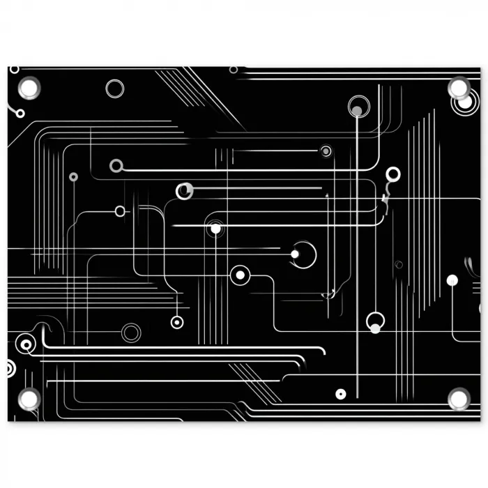 Gaming - Abstract - Lijnen - Rondjes - Zwart tuinposter los doek klein -3d