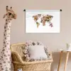 Wereldkaart - Bloemen - Felgekleurd Wandkleed katoen klein -wsfeer5_kind