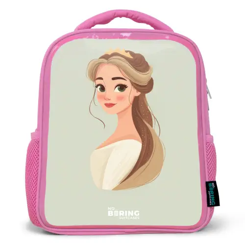 Prinses met een tiara - Groen Kinderrugzak - Roze middel -3d