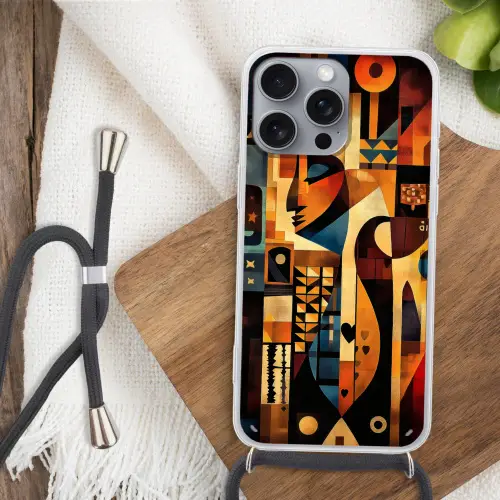 Figuren - Abstract - Symbolen Hoesje iPhone 16 Pro Max met koord klein -sfeer4