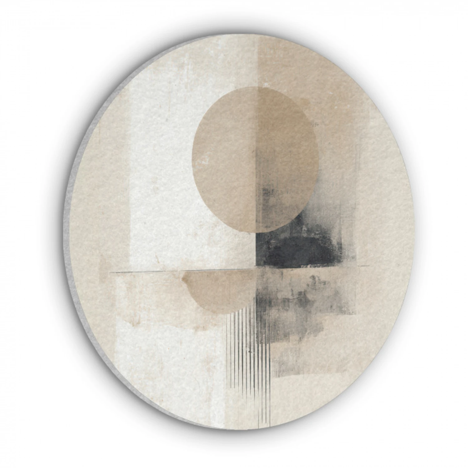 Cirkel - Compositie - Diepte - Beige Akoestische PET Vilt - Rond klein -3d