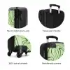 Lichtgroene achtergrond met abstracte donkergroene lijnen NBS - Handbagage koffer - Unisex middel zzzzzzzbolletjes_ENG