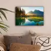 Meer - Bos - Bergen - Natuur - Zon - Landschap canvas 2cm klein -sfeer1