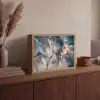 Marmer - Grijs - Blauw - Luxe - Goud Light Box met batterij (Wandlamp) middel -sfeer2