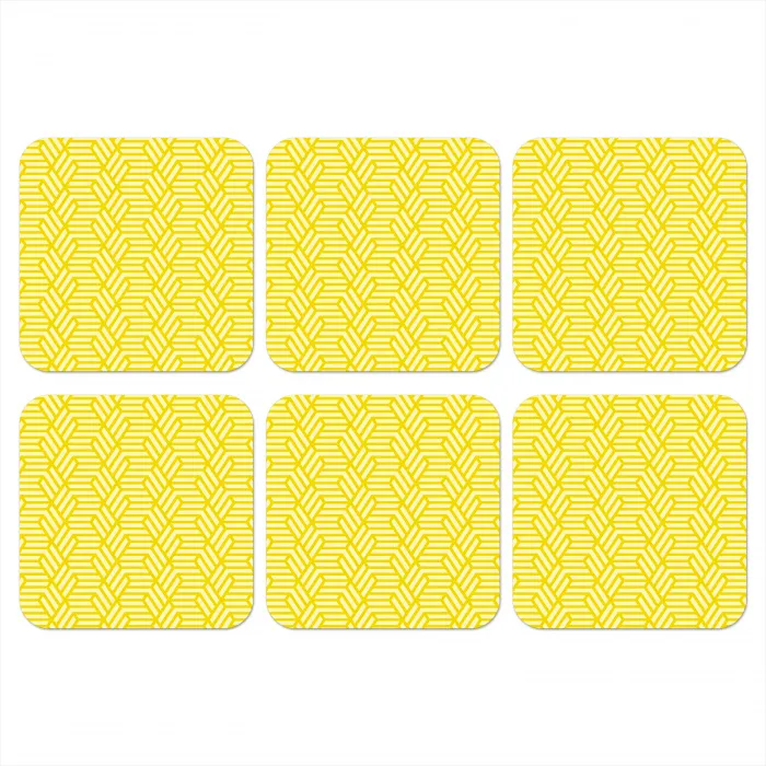 Geel - Patroon - Geometrisch onderzetter kurk middel 366 -3d