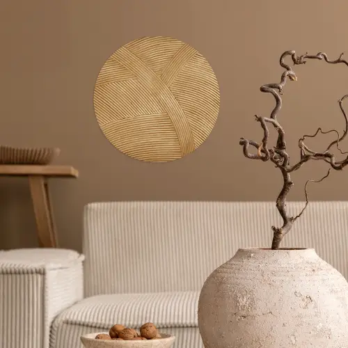 Structuur - Natuur - Kunst - Rotan Wandcirkel behangsticker klein -sfeer1