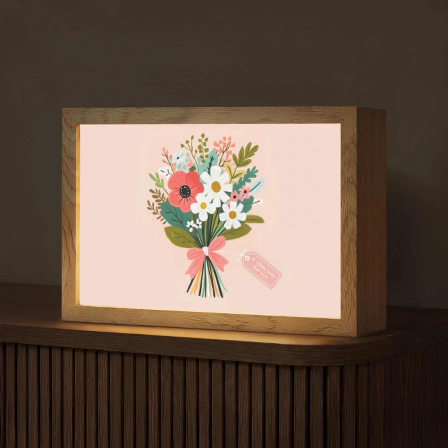 Boeket - Strikje - Kaartje - Quote Light Box met kabel (Tafellamp) klein -z3d_website