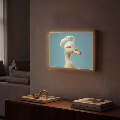 Eend - Koksmuts - Cute - Vogel Light Box met batterij (Wandlamp) middel -sfeer1