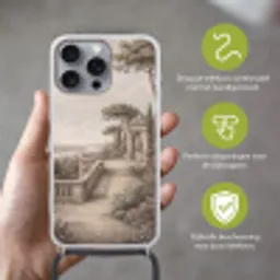 Terras - Stad - Uitzicht - Rivier Hoesje iPhone 16 Pro Max met koord klein -sfeer2_NL