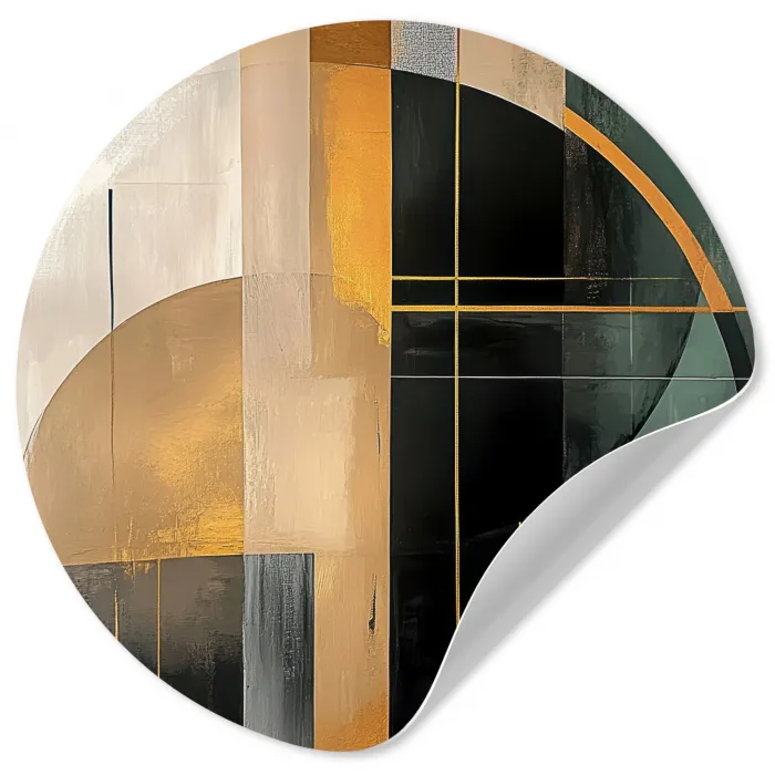 Abstract - Goud - Brons - Groen - Vormen - Modern Wandcirkel behangsticker klein -3d