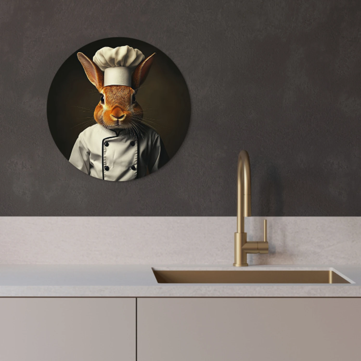 Konijn - Kok - Dier KitchenYeah - Keuken - Wandcirkel Forex klein -sfeer1