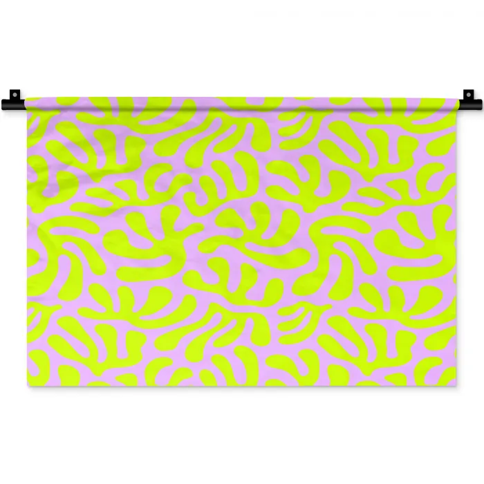 Organisch - Lila - Groen - Patroon Wandkleed katoen klein 269 -zz3d