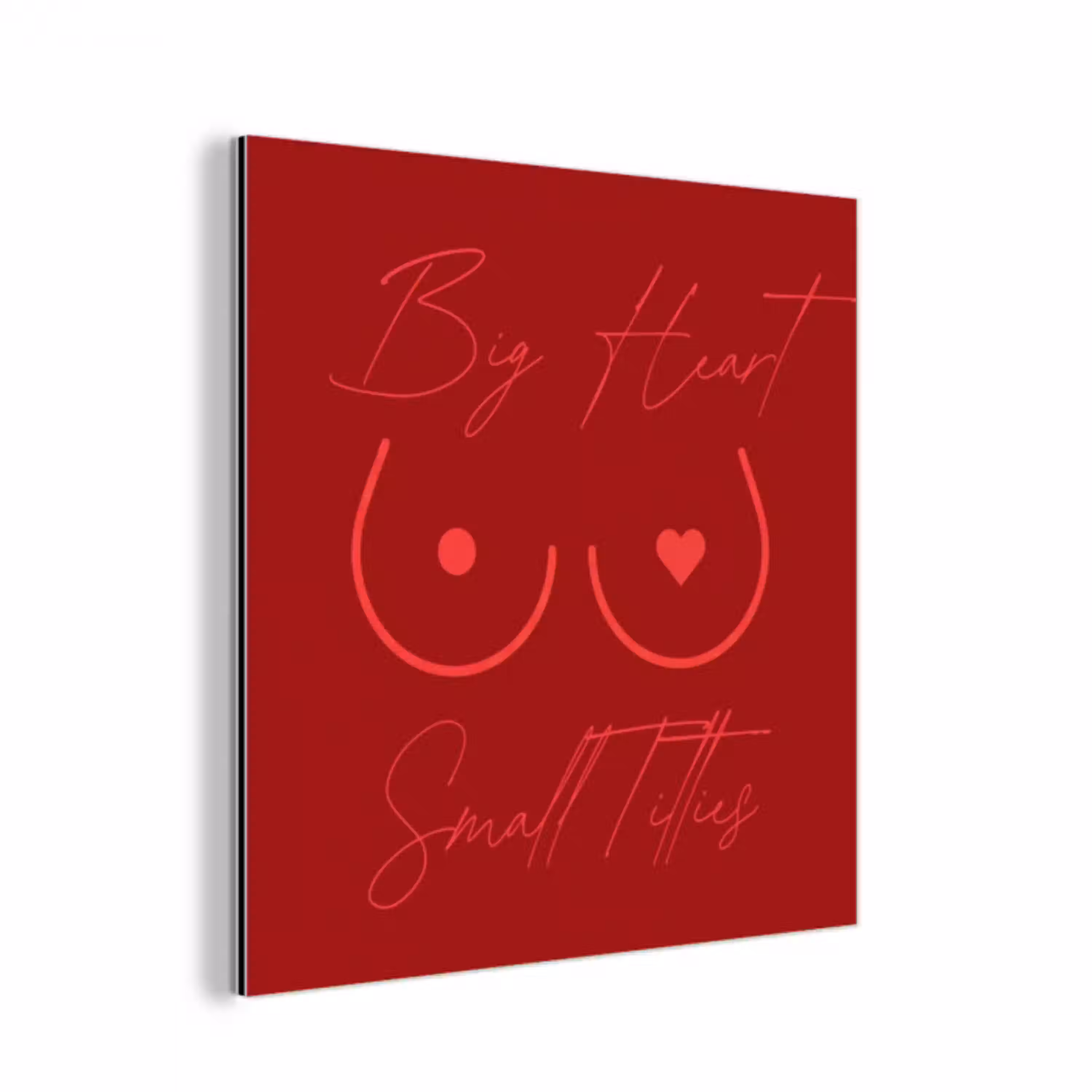 big heart small titties - Hart - Rood aluminium wit klein -3d