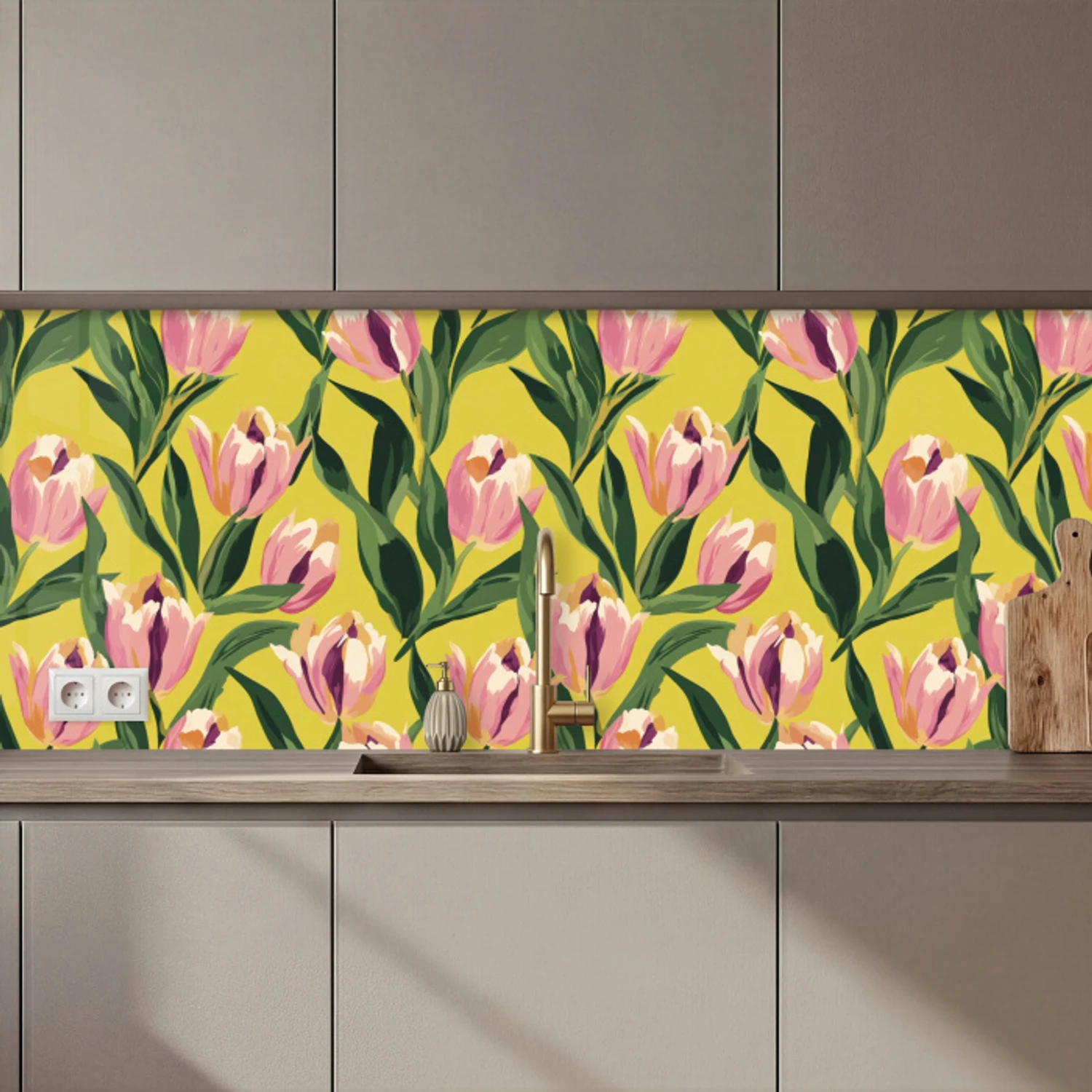 Tulpen - Botanisch - Geel keuken achterwand 2 middel 871 zz_3dshopping