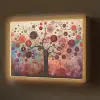 Boom - Paars - Abstract - Kunst Light Box met batterij (Wandlamp) middel -z3d_website