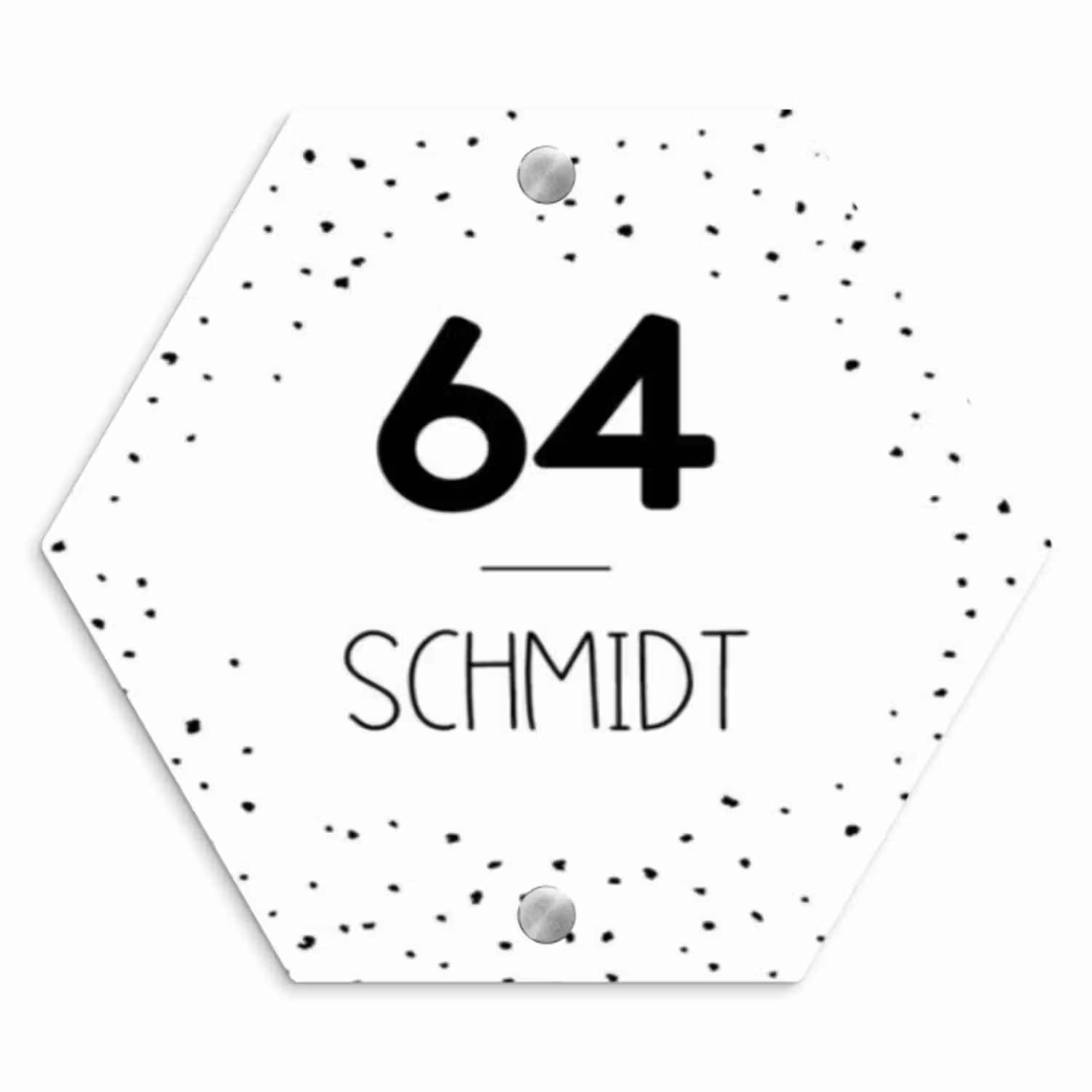 Namensschild Haustür Hexagon - Weiß mit Polka Dots - Modern