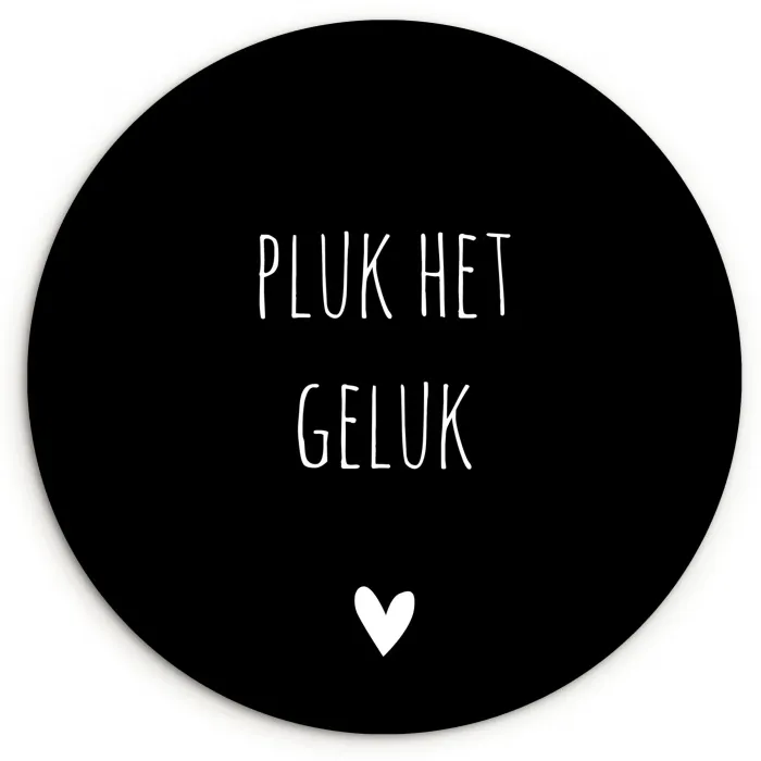 Quote - Spreuken - Pluk het geluk Wandcirkel kunststof plaat 5mm dik klein -3d