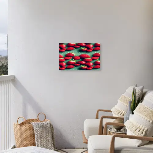 Aardbeien - Rood - Groen - Kroontjes Tuinposter op houten frame 2 cm dik klein 845 -sfeer1