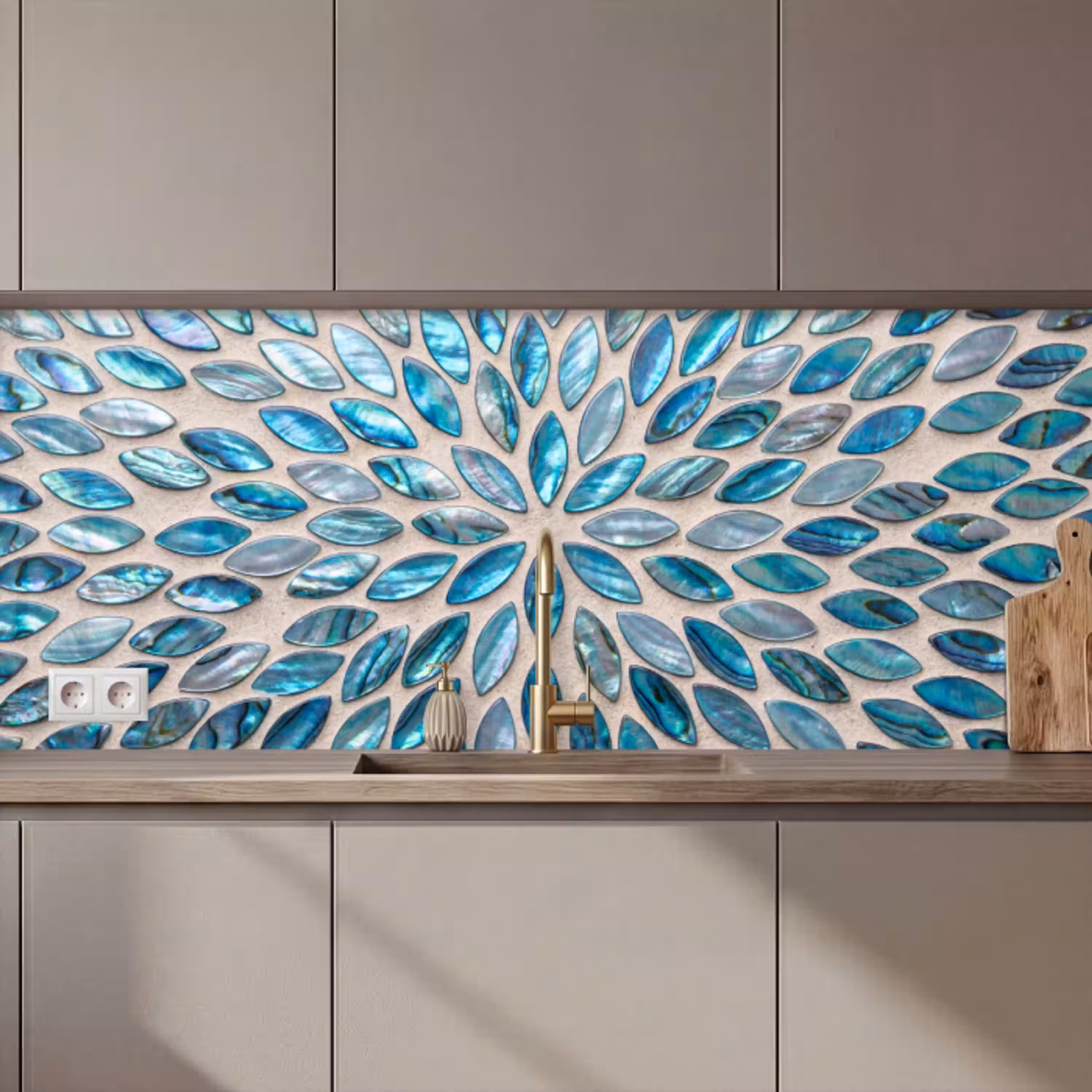 Patroon - Glans - Abstract - Blauw - Decoratie keuken achterwand 2 middel zz_3dshopping