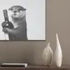 Wijnfles - Otter - Zwart PET vilt klein -sfeer6_closeup