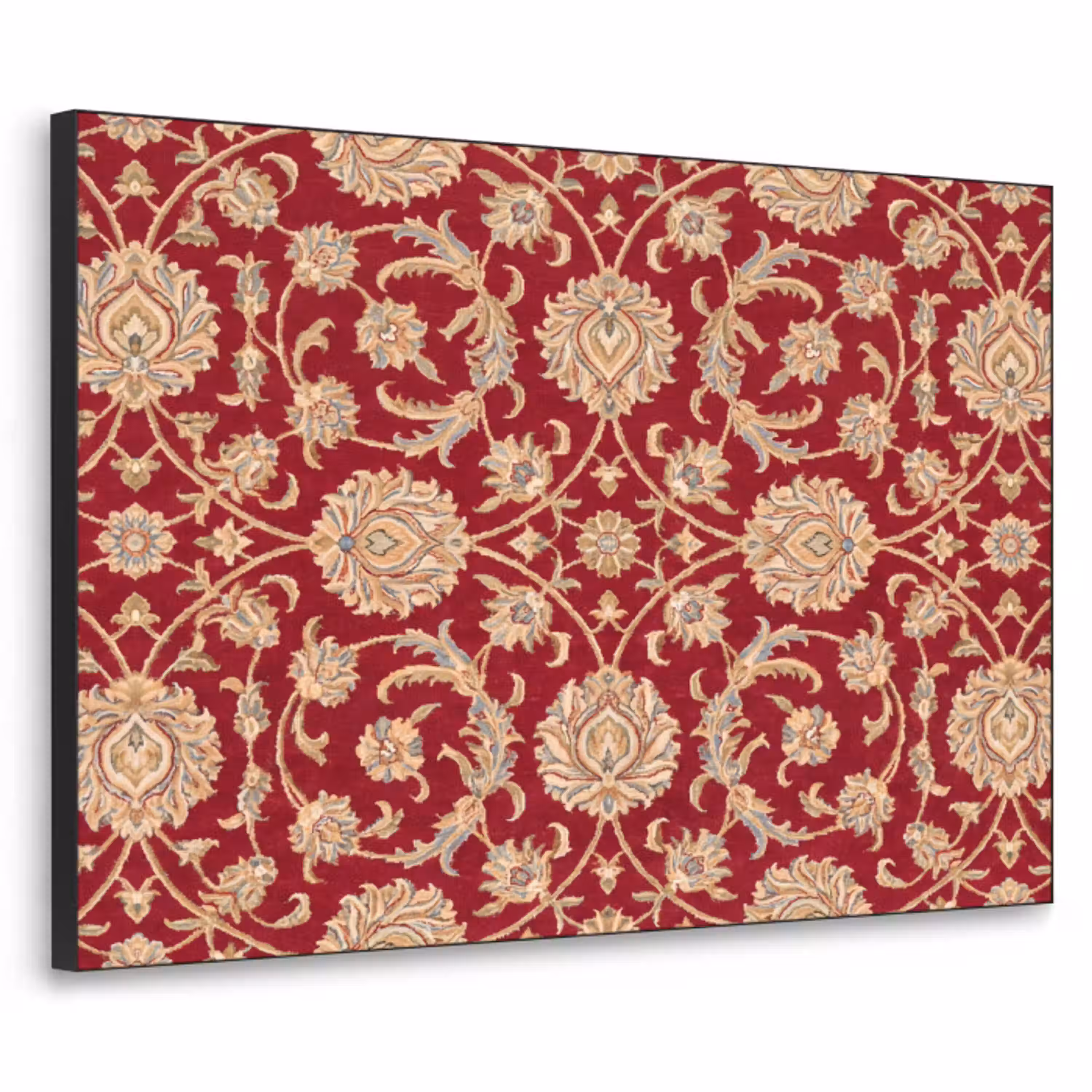 Patroon - Bloem - Klassiek - Oosters - Rood Textielframe zwart klein -3d