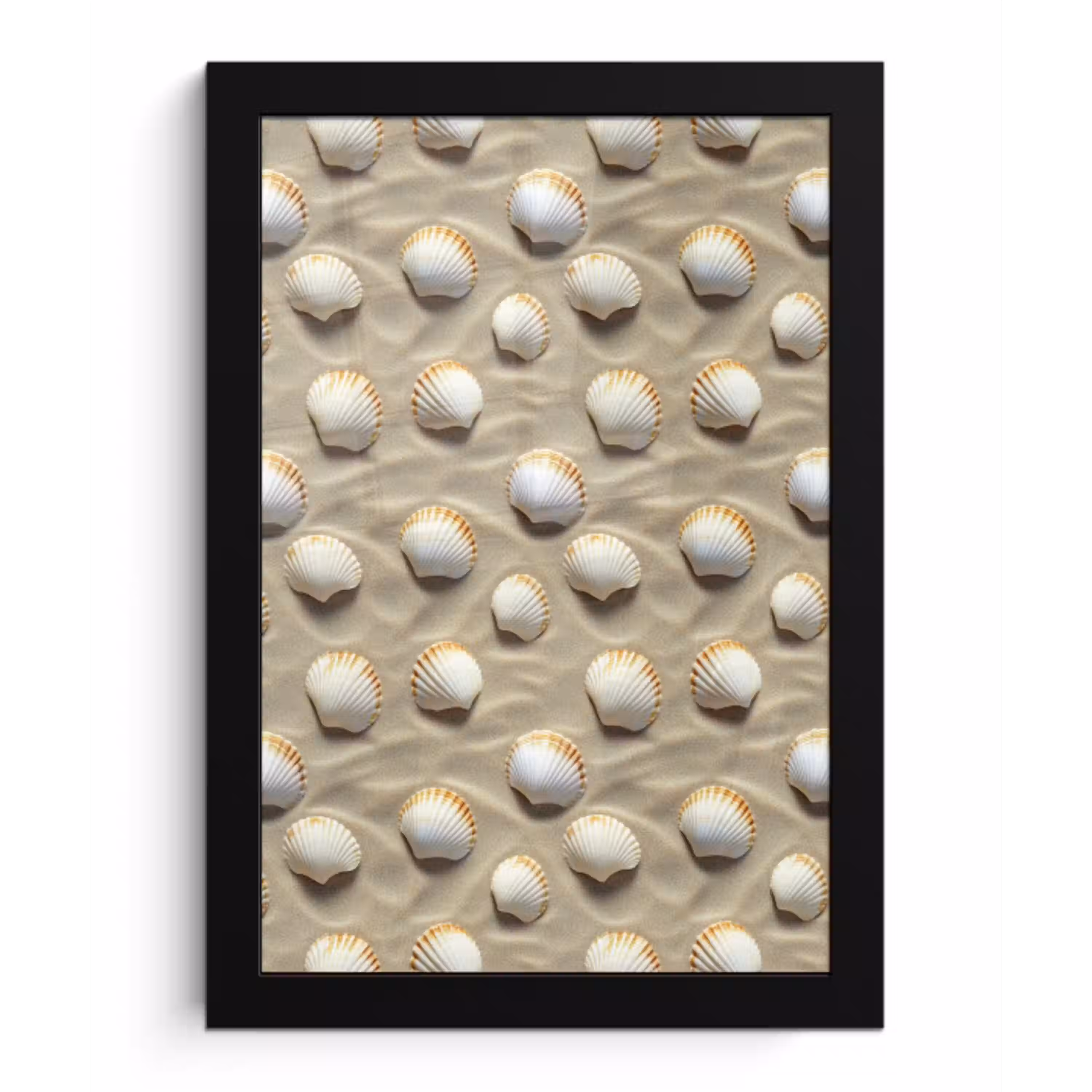 Schelpen - Zand - Maritiem fotolijst zwart zonder passe partout klein 224 -3d