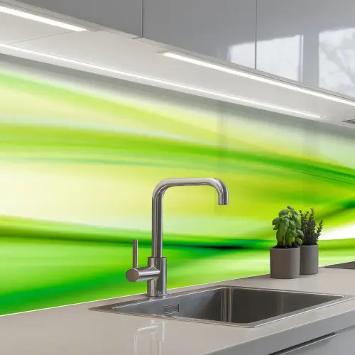 Golven - Abstract - Groen keuken achterwand 2 middel -3d_schuin