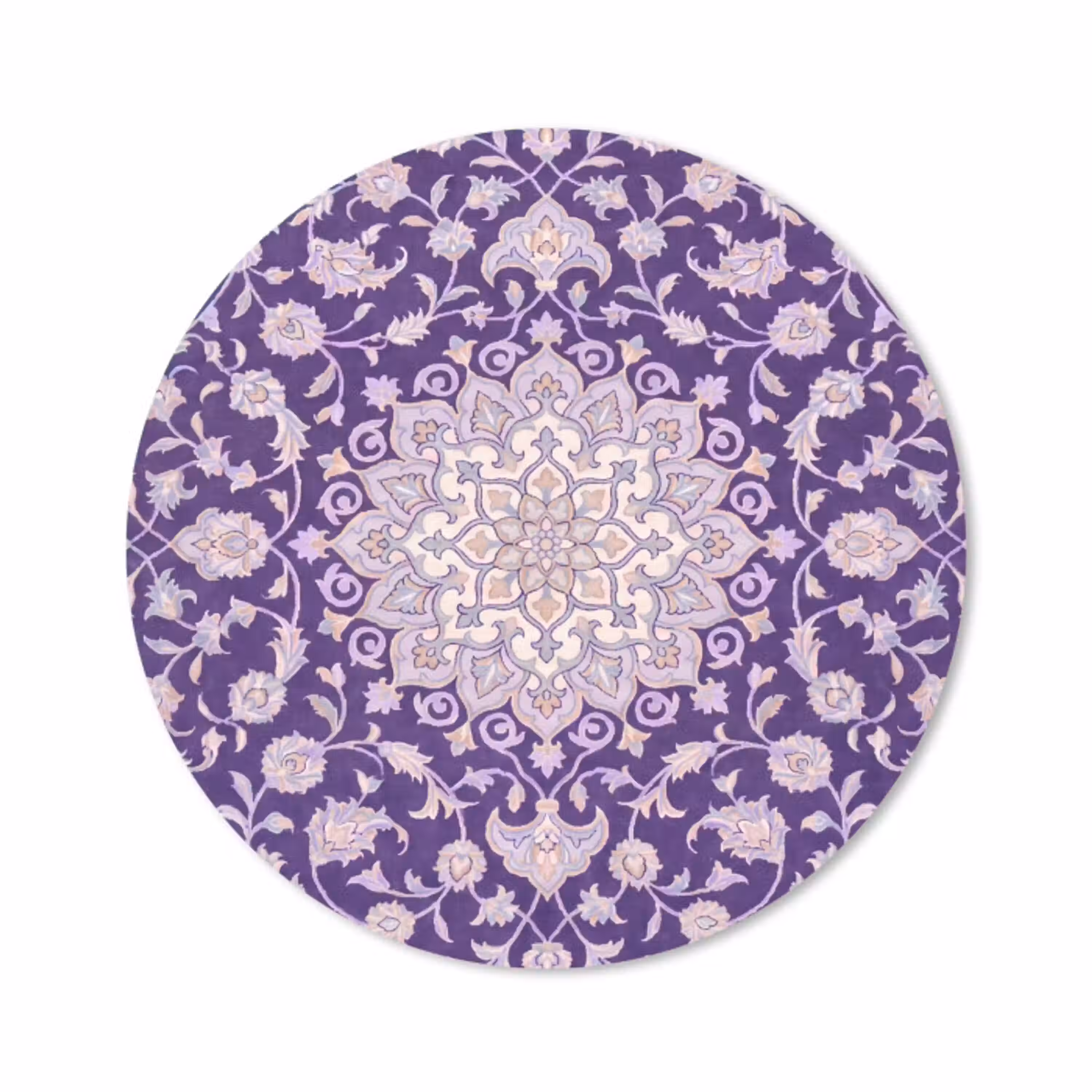 Patroon - Medallion - Oosters - Paars - Decoratie Muismat rond klein -3d