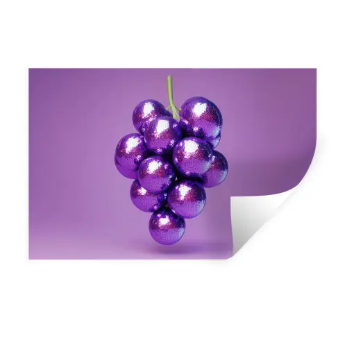 Druif - Disco - Glitter - Paars Muursticker klein -3d