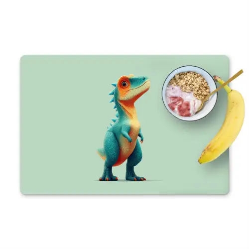 Cartoon - Dino - Oranje - Stekels Placemat vinyl groot -zzzproduct_Kitchenyeah-website