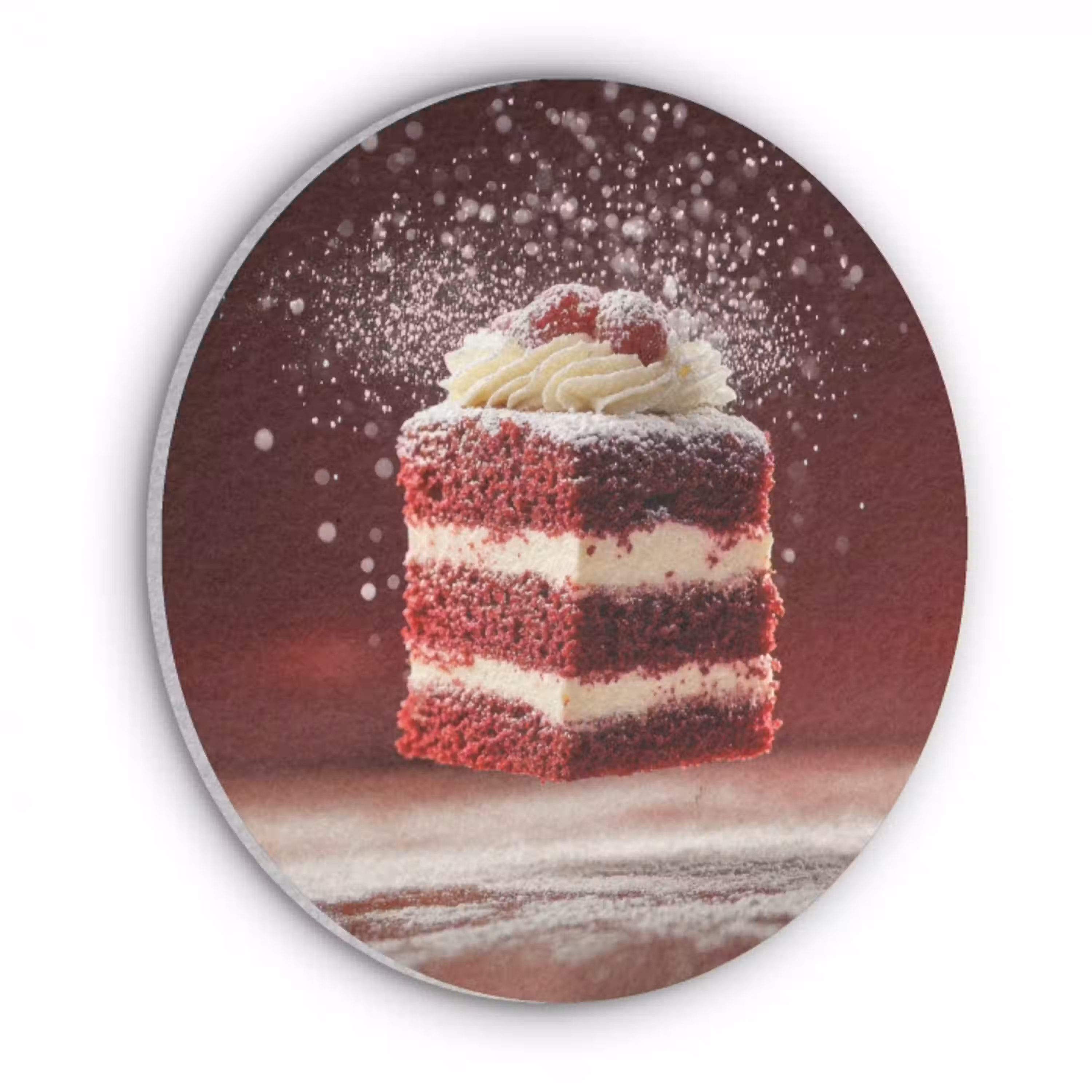 Rode - Velvet - Taart - Eten Akoestische PET Vilt - Rond klein -3d