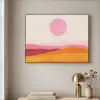 Heuvels - Oranje - Zon - Abstract Textielframe zwart klein -sfeer2