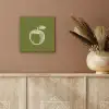 Lijntekening - Appel - Olijfgroen - Blaadje aluminium wit klein -sfeer4