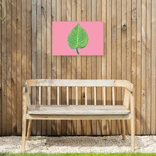 Illustratie - Blad - Minimalistisch - Groen Tuinposter op houten frame 2 cm dik klein -sfeer4