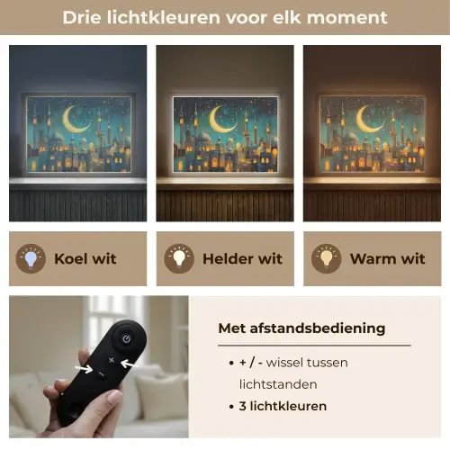 Islamitisch - Moskee - Ramadan - Islam Light Box met batterij (Wandlamp) middel -USP_lichtkleurNL