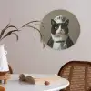 Kat - Kokskleding - Zwart - Wit Akoestische PET Vilt - Rond klein -sfeer3