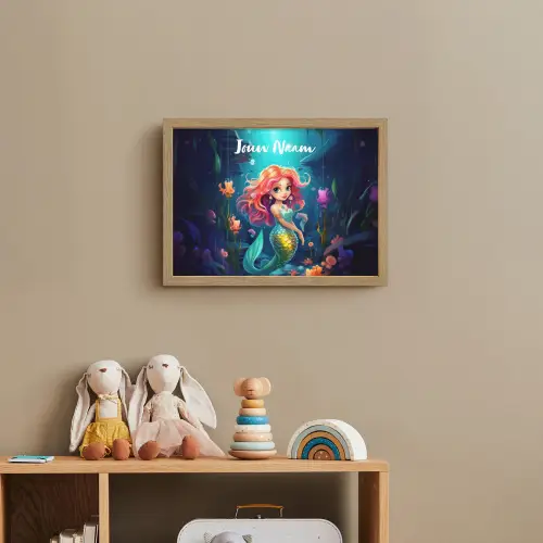 Zeemeermin - Bloemen - Onderwater - Meisjes - Kind Light Box met batterij (Wandlamp kind) middel -sfeer2_kind