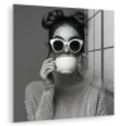 Vrouw - Koffie - Zwart - Wit plexiglas 5mm klein -zzzproduct_nieuw