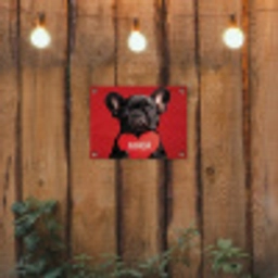 Amor - Hond  - Hartje - Rood tuinposter los doek klein -sfeer1