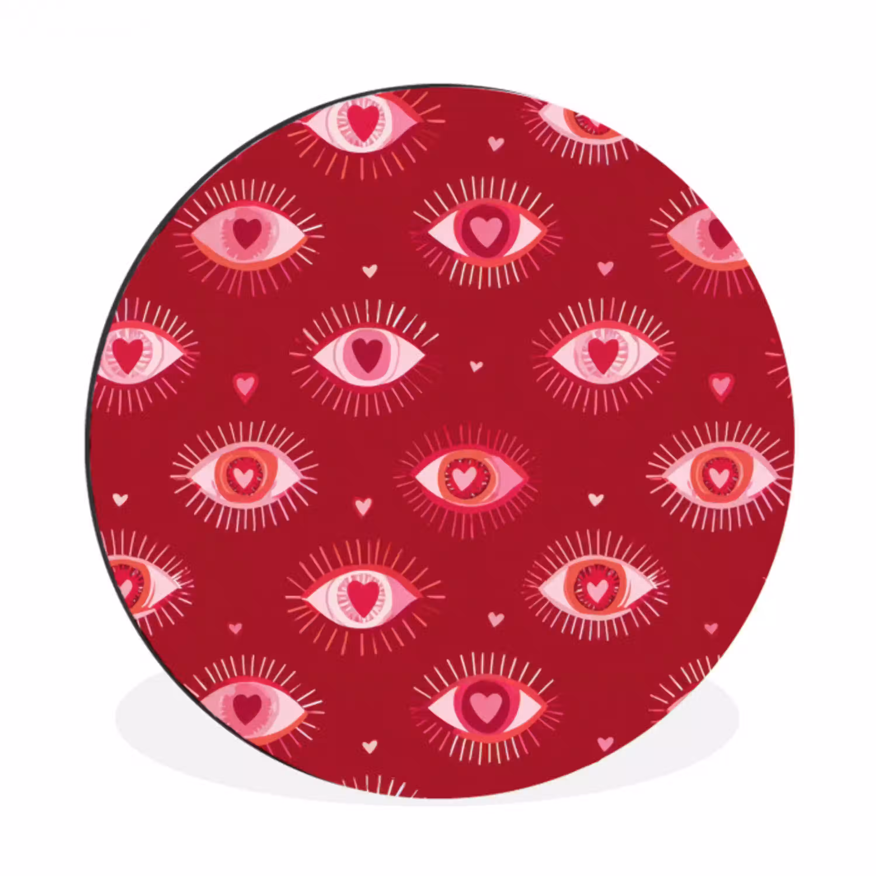 Ogen - Patroon - Roze - Donkerrood Wandcirkel aluminium klein 190 -3d
