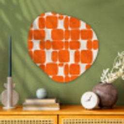 Patroon - Retro - Oranje Wandcirkel Organisch Aluminium middel 851 -sfeer2
