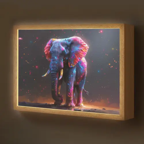 Olifant - Kleuren - Sterren - Dier Light Box met batterij (Wandlamp kind) middel -z3d_website