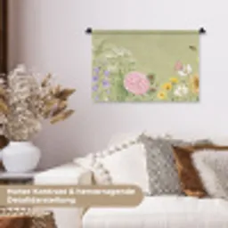 Botanisch - Bloemen - Kleurrijk Wandkleed katoen klein -tsfeer1_DE